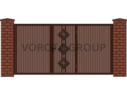 Откатные ворота с калиткой Alutech 3500x2000